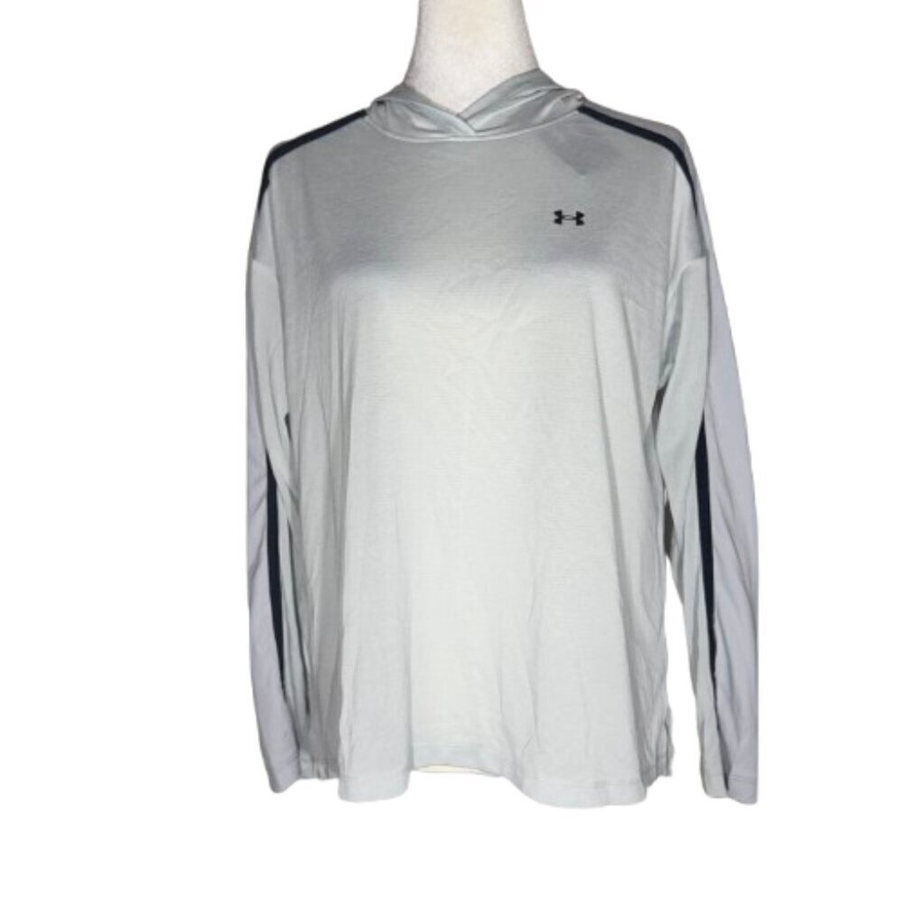 NWT Under Armour UA Tech Twist Lightweight Light Gray Graphic Hoodie Size Small